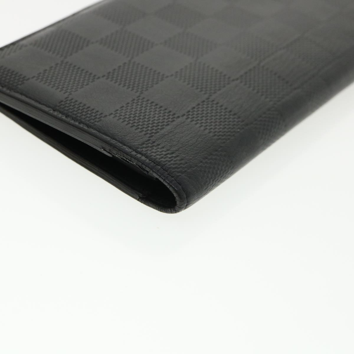 LOUIS VUITTON Damier Anfini Portefeuille Brazza Wallet Black N63010 32380