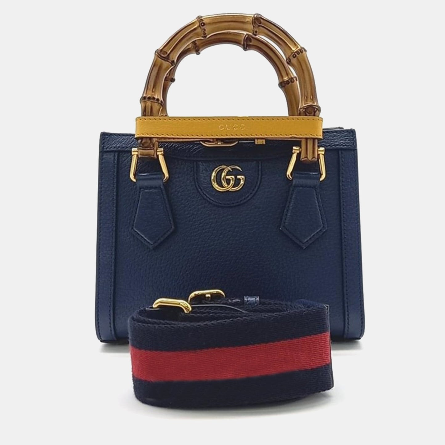 Luxury Gucci Trending 2025 Blue Leather Mini Diana NM Bamboo Top Handle Bag