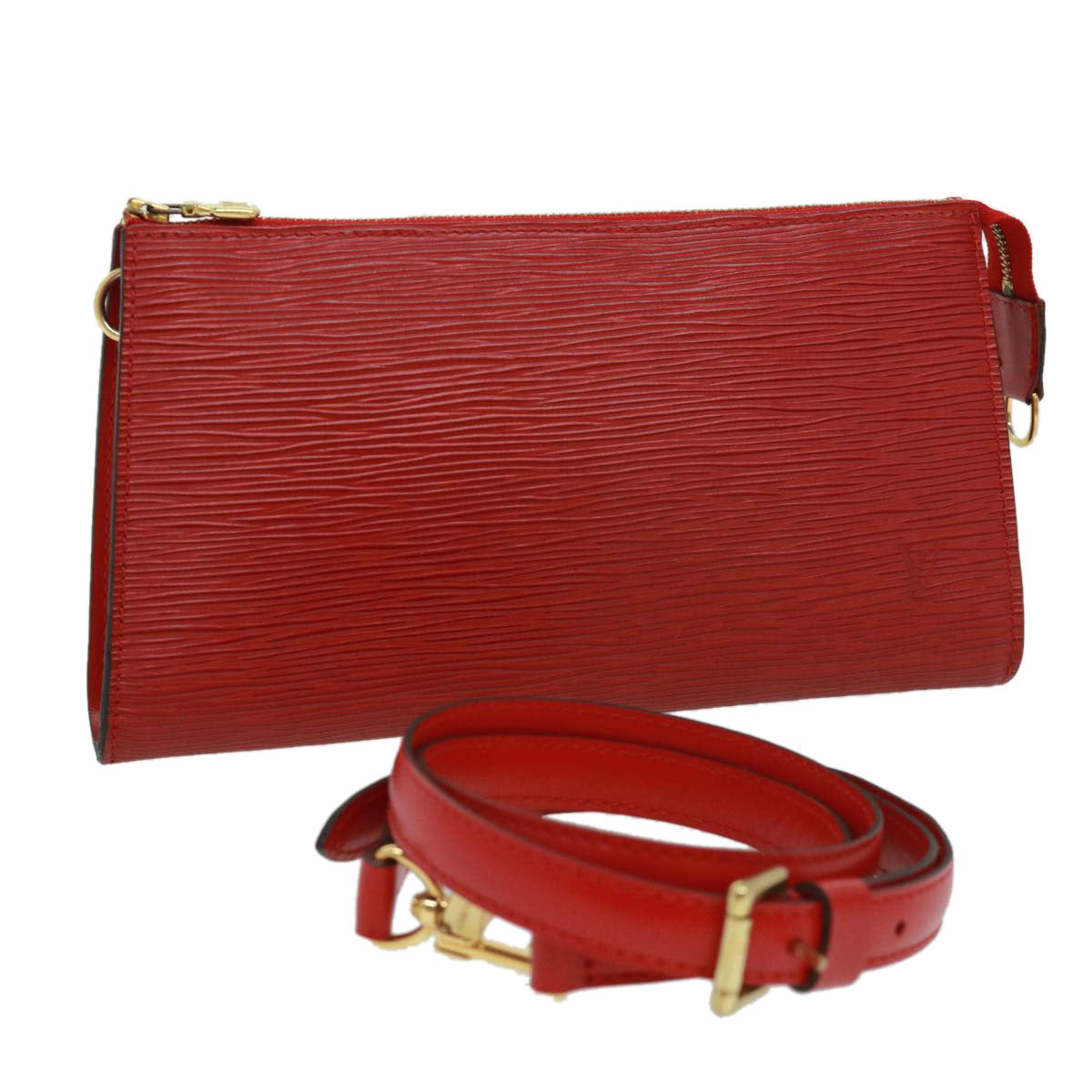 LOUIS VUITTON Epi Pochette Accessoires Pouch Red M52987 LV 32805