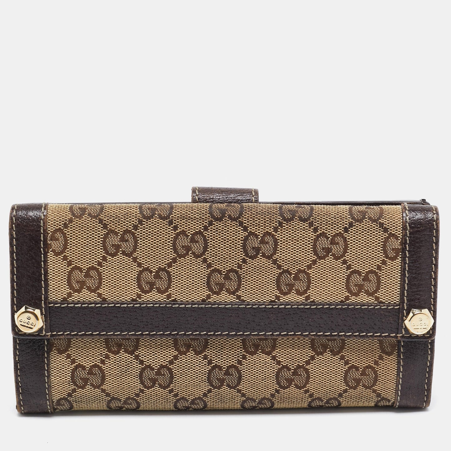 Luxury Gucci Trending 2025 Beige/Brown GG Canvas and Leather Charmy Continental Wallet