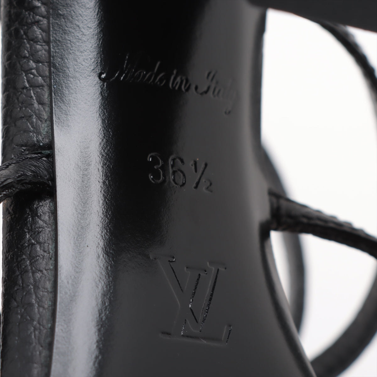 Louis Vuitton Leather Sandals 36.5  Black Roman Line