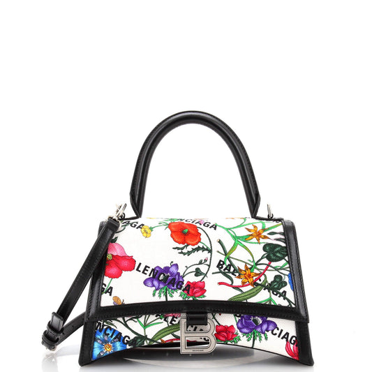 Luxury Gucci Trending 2025 x Balenciaga The Hacker Project Hourglass Top Handle Bag Flora Canvas Small