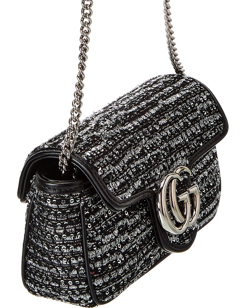Gucci GG Marmont Super Mini Tweed & Leather Shoulder Bag