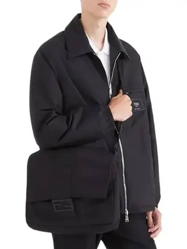 Luxury Fendi Nylon Reversible Zip-Up Jacket Black