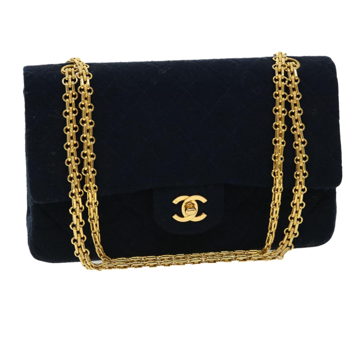 Luxury Chanel Matelasse 25 Shoulder Bag cotton Black CC  33162