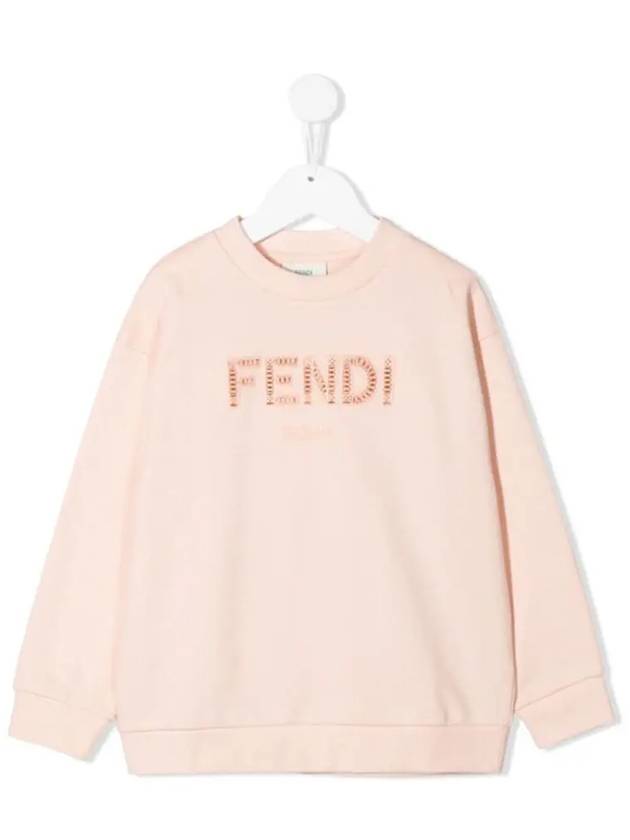 Luxury Fendi Kids Logo Lettering Sweatshirt Pink JUH030 5V0 F16WG