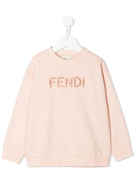 Luxury Fendi Kids Logo Lettering Sweatshirt Pink JUH030 5V0 F16WG