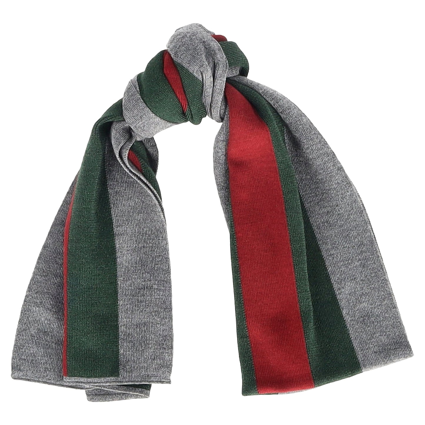 Luxury Gucci Trending 2025 Striped Crook Scarf in Gray Wool