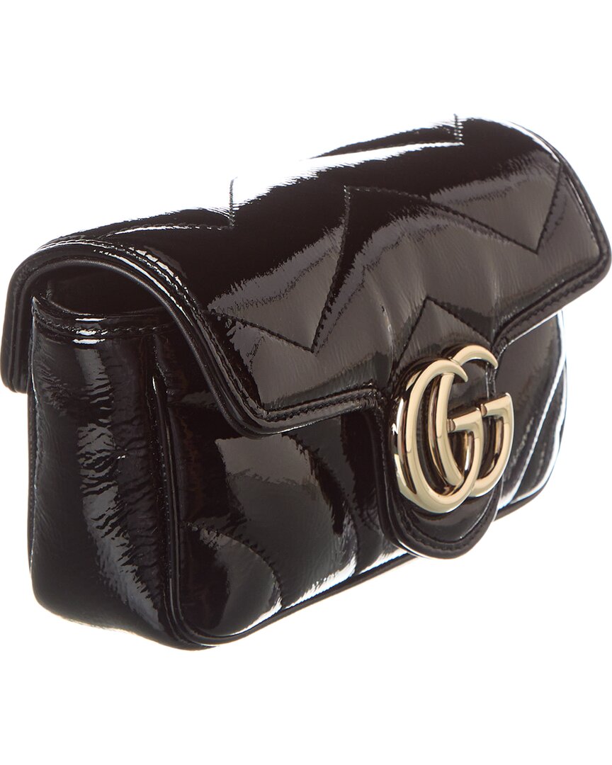 Luxury Gucci Trending 2025 GG Marmont Super Mini Patent Shoulder Bag