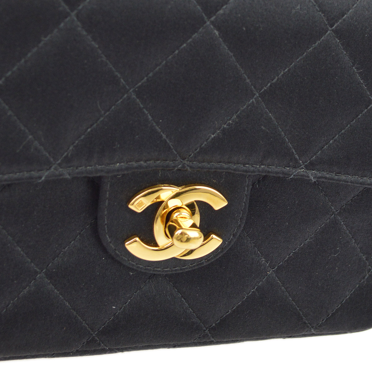 Chanel Black Satin Mini Classic Square Flap Handbag