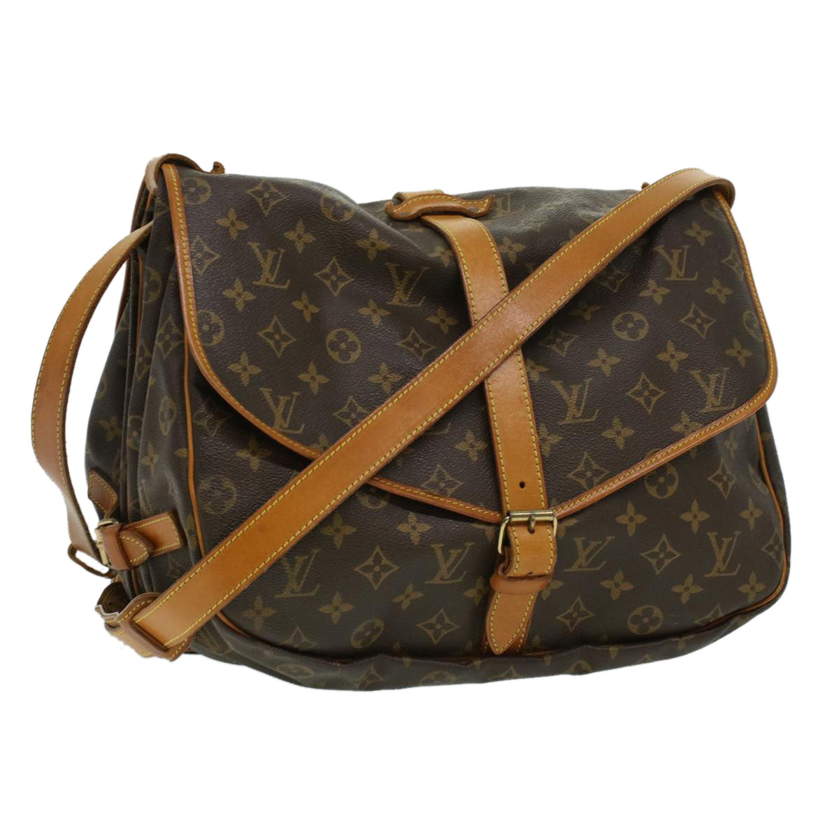 LOUIS VUITTON Monogram Saumur 35 Shoulder Bag M42254 LV 33684