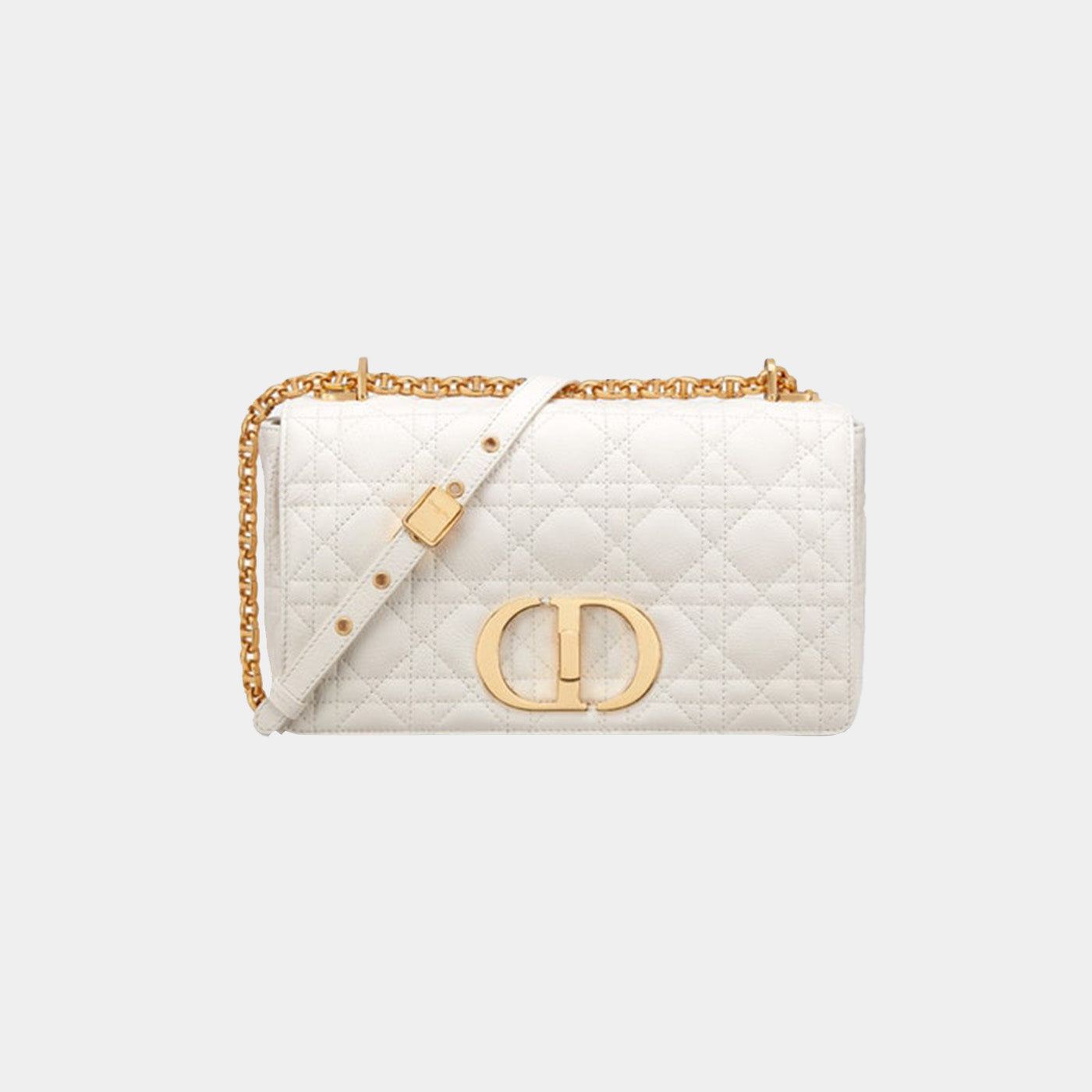 Small Luxury Dior Caro Bag Ivory Supple Cannage Calfskin