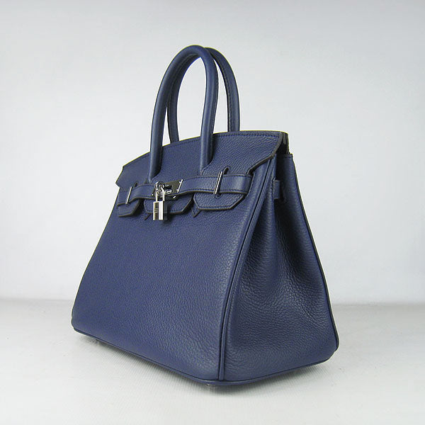 Luxury Hermes Birkin 30cm Togo Leather Handbags Dark Blue Silver