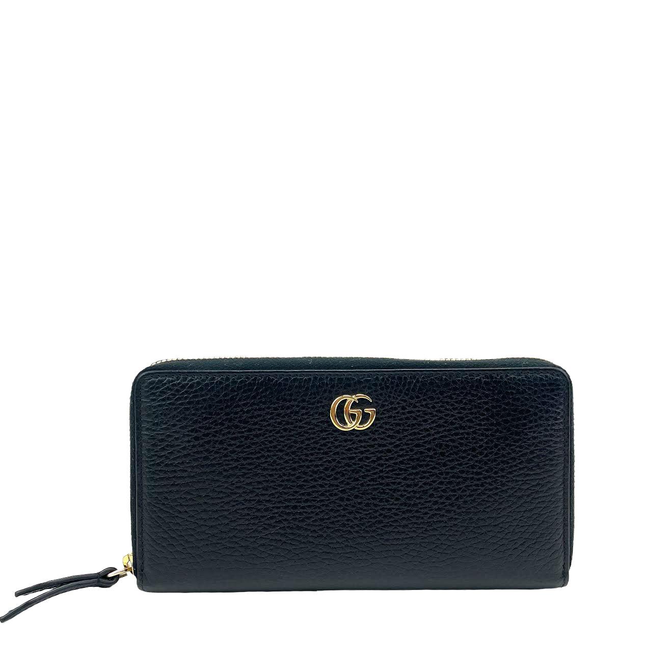 Luxury Gucci GG Zip-Around Leather Wallet - Black