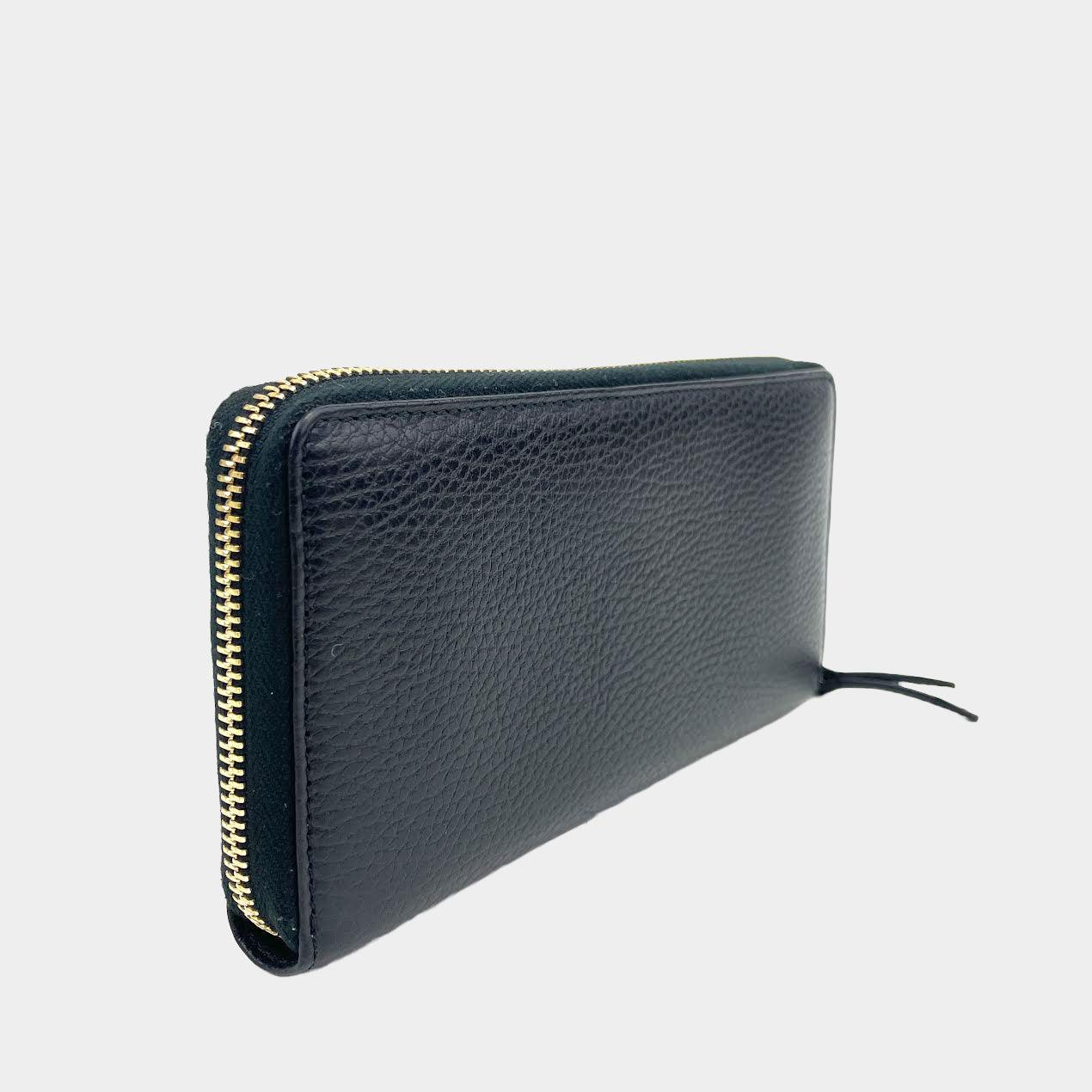 Luxury Gucci GG Zip-Around Leather Wallet - Black