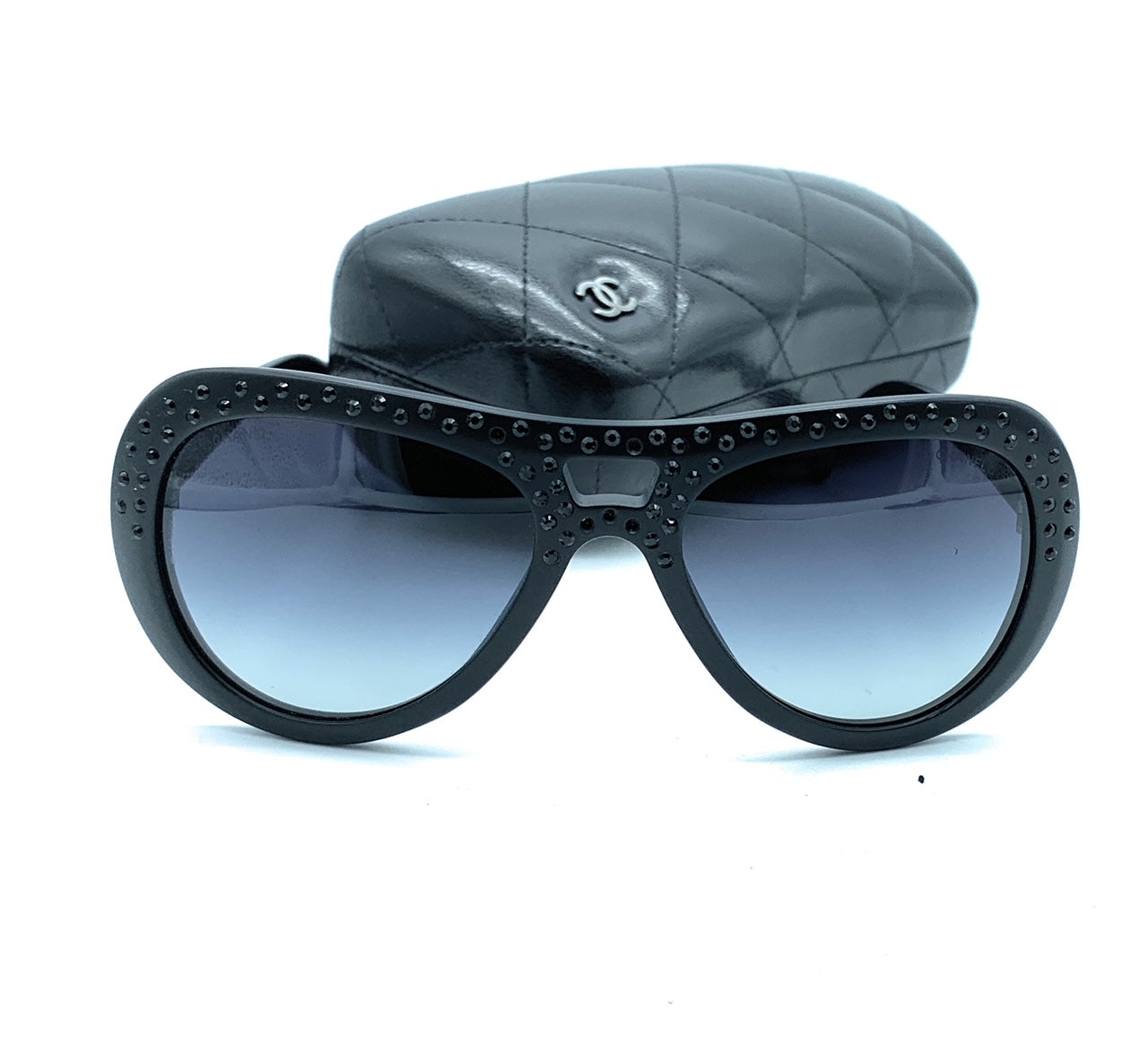 Vintage Luxury Chanel bag Swarovski Crystals Pilot Sunglasses 40921