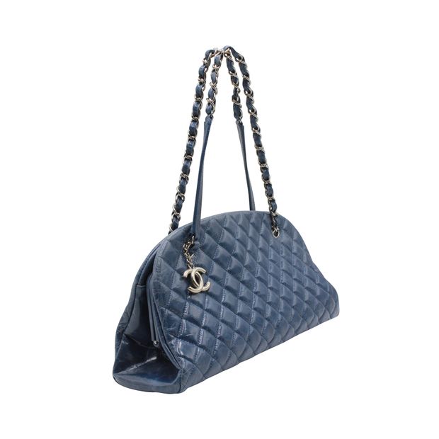 Luxury Chanel Dark Blue Quilted Mademoiselle Leather Bag 2011