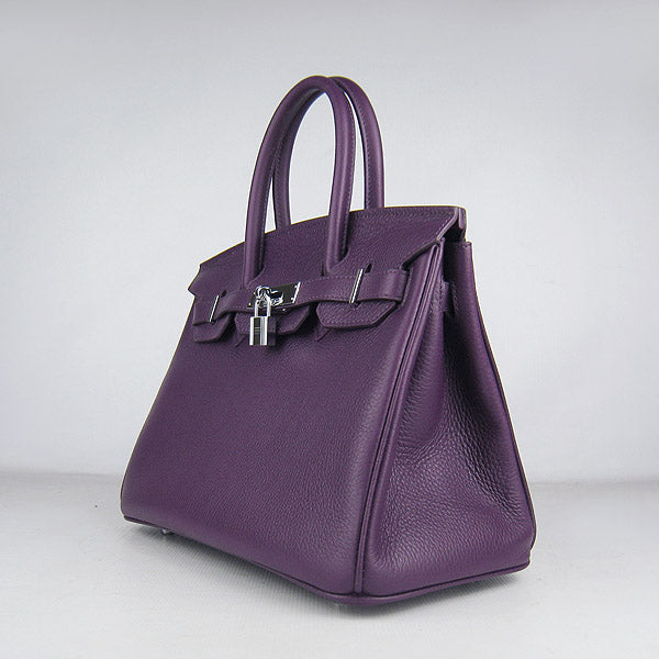 Luxury Hermes Birkin 30cm Togo Leather Handbags Purple Silver