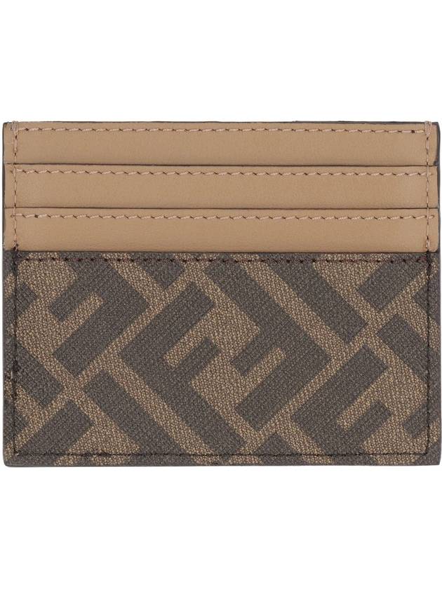 Luxury Fendi FF Logo Card Wallet Brown