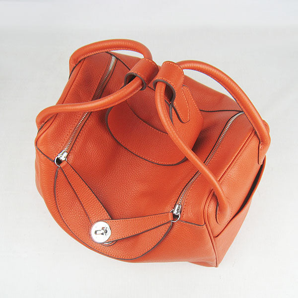 Luxury Hermes Lindy 34cm handbag 6208 orange Silver