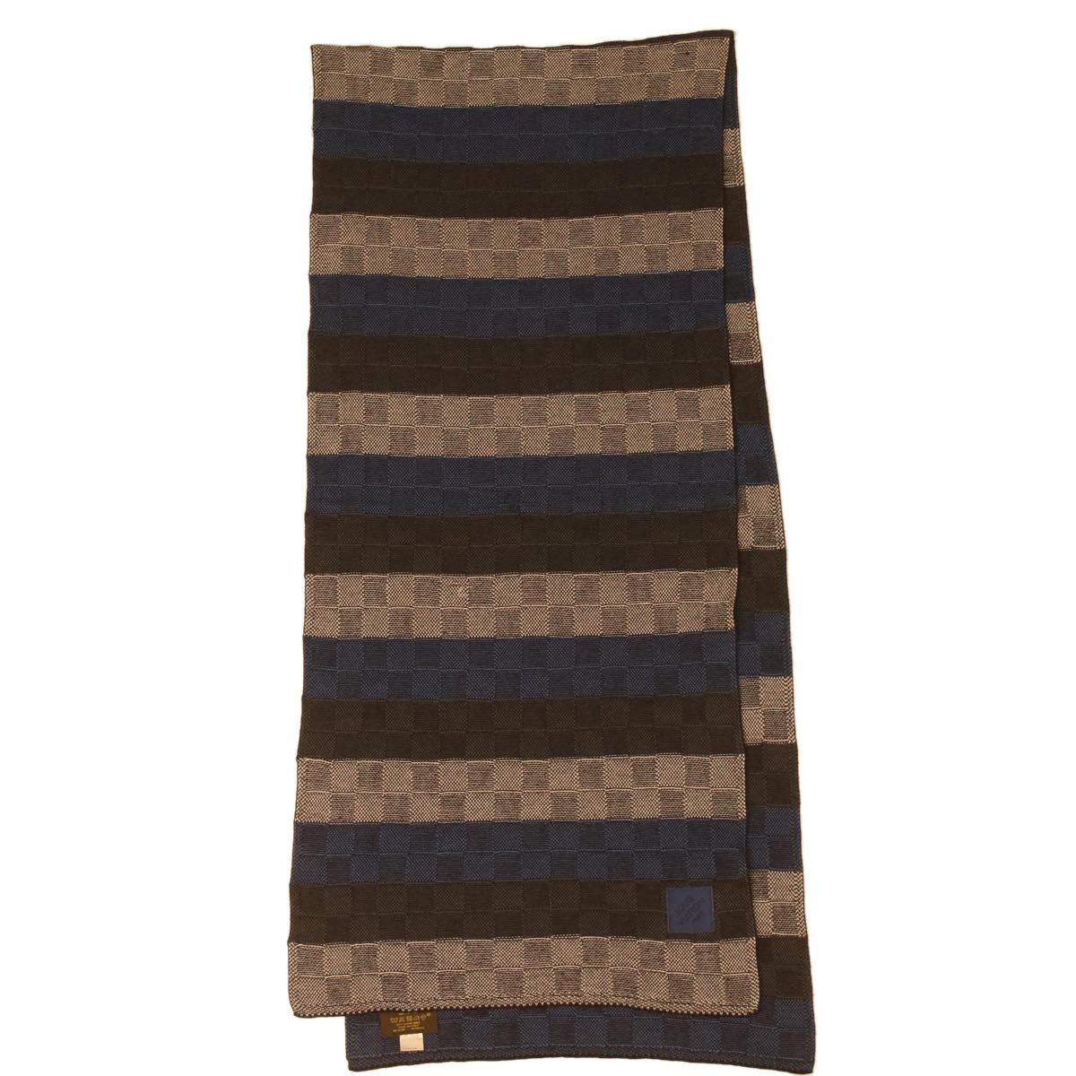 LOUIS VUITTON Escharp Damier Scarf cotton Blue Navy white M78533 LV 34065