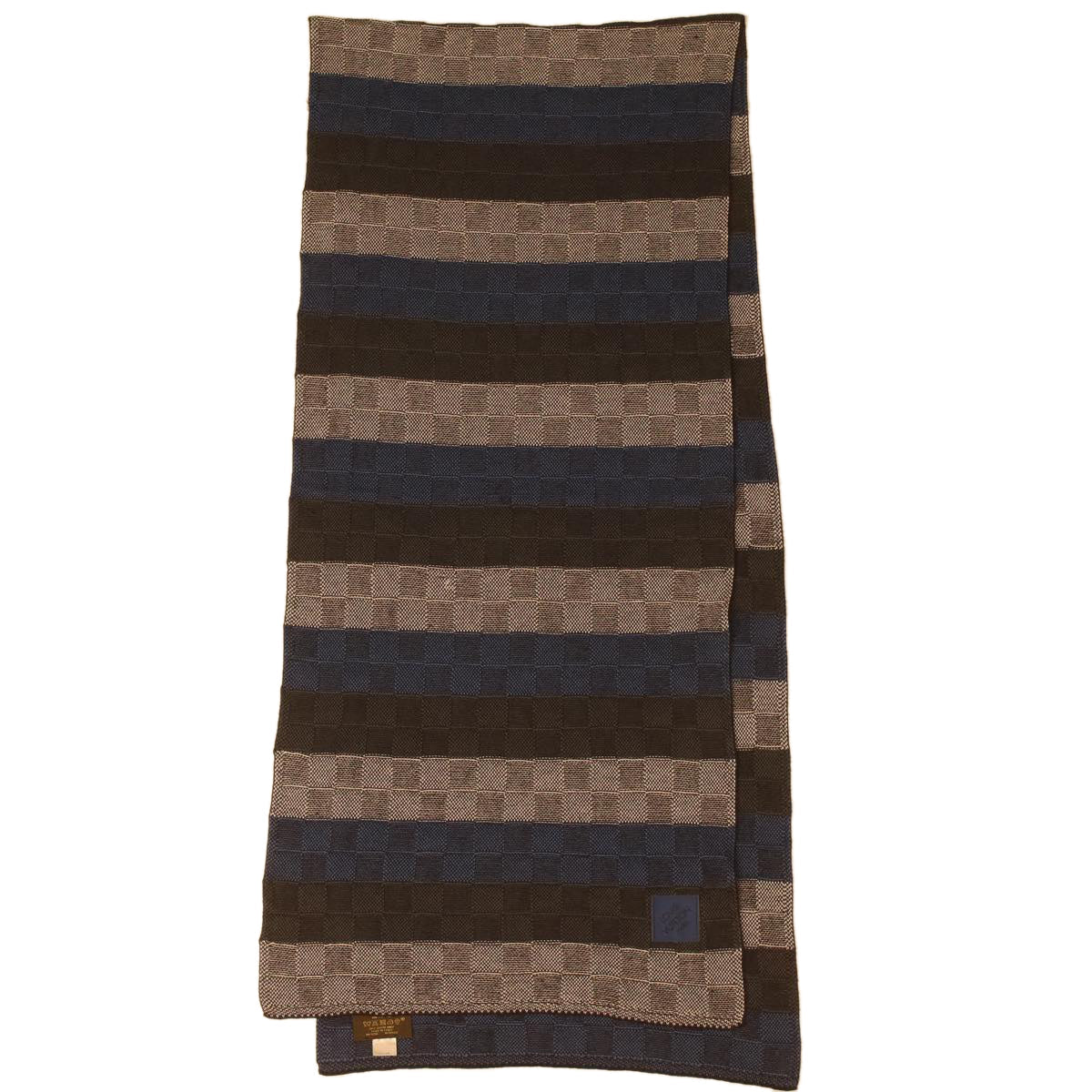 LOUIS VUITTON Escharp Damier Scarf cotton Blue Navy white M78533 LV 34065