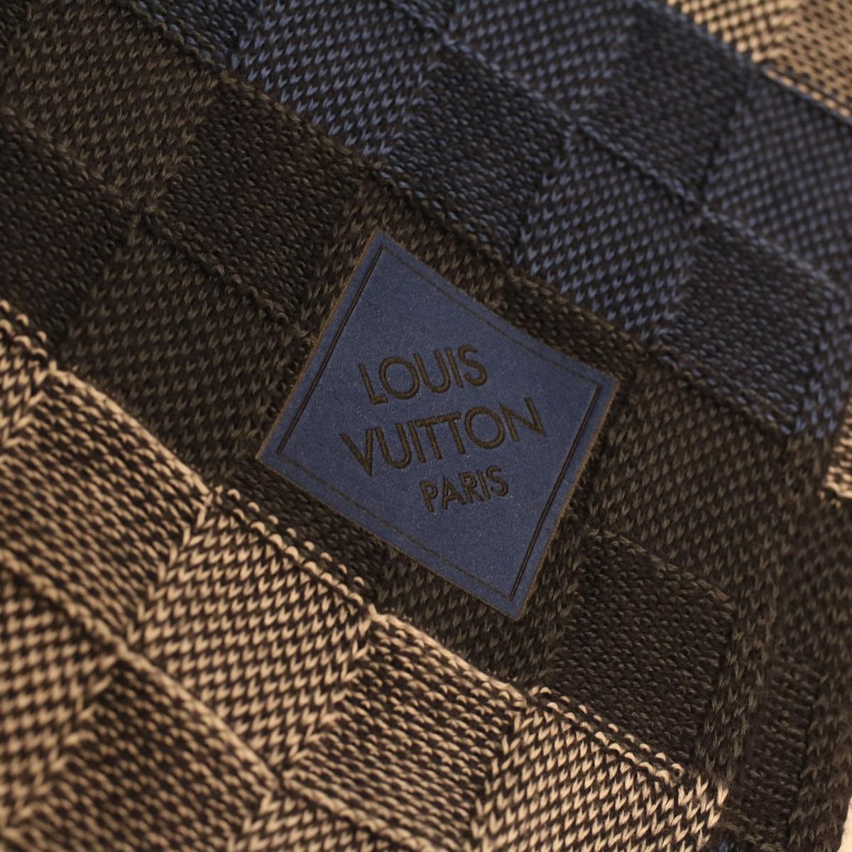 LOUIS VUITTON Escharp Damier Scarf cotton Blue Navy white M78533 LV 34065