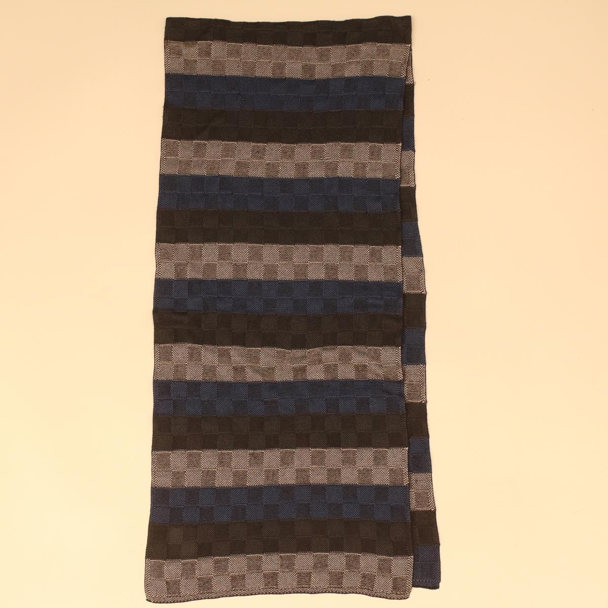 LOUIS VUITTON Escharp Damier Scarf cotton Blue Navy white M78533 LV 34065