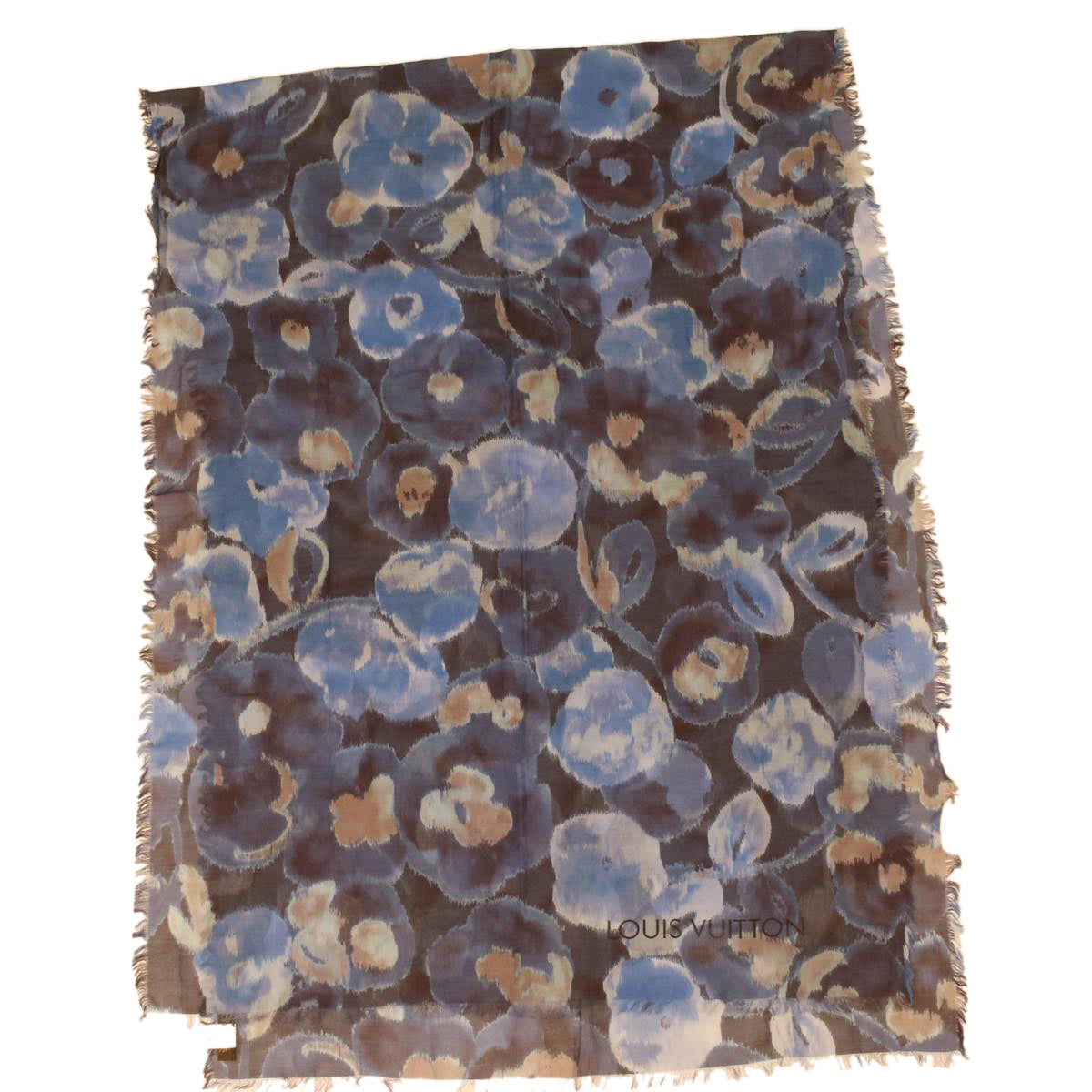 LOUIS VUITTON Stole silk cotton Blue LV 34068