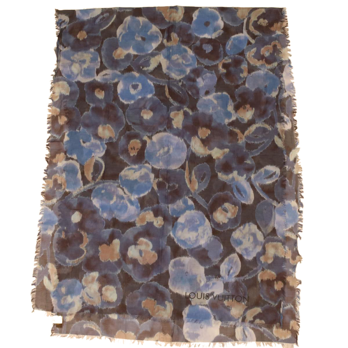 LOUIS VUITTON Stole silk cotton Blue LV 34068