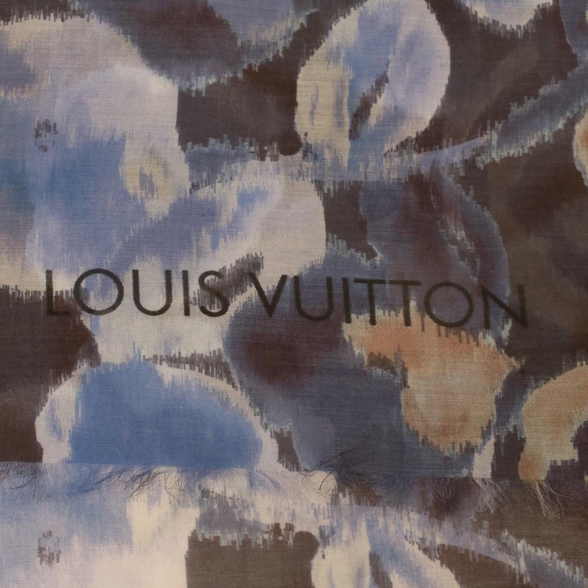 LOUIS VUITTON Stole silk cotton Blue LV 34068