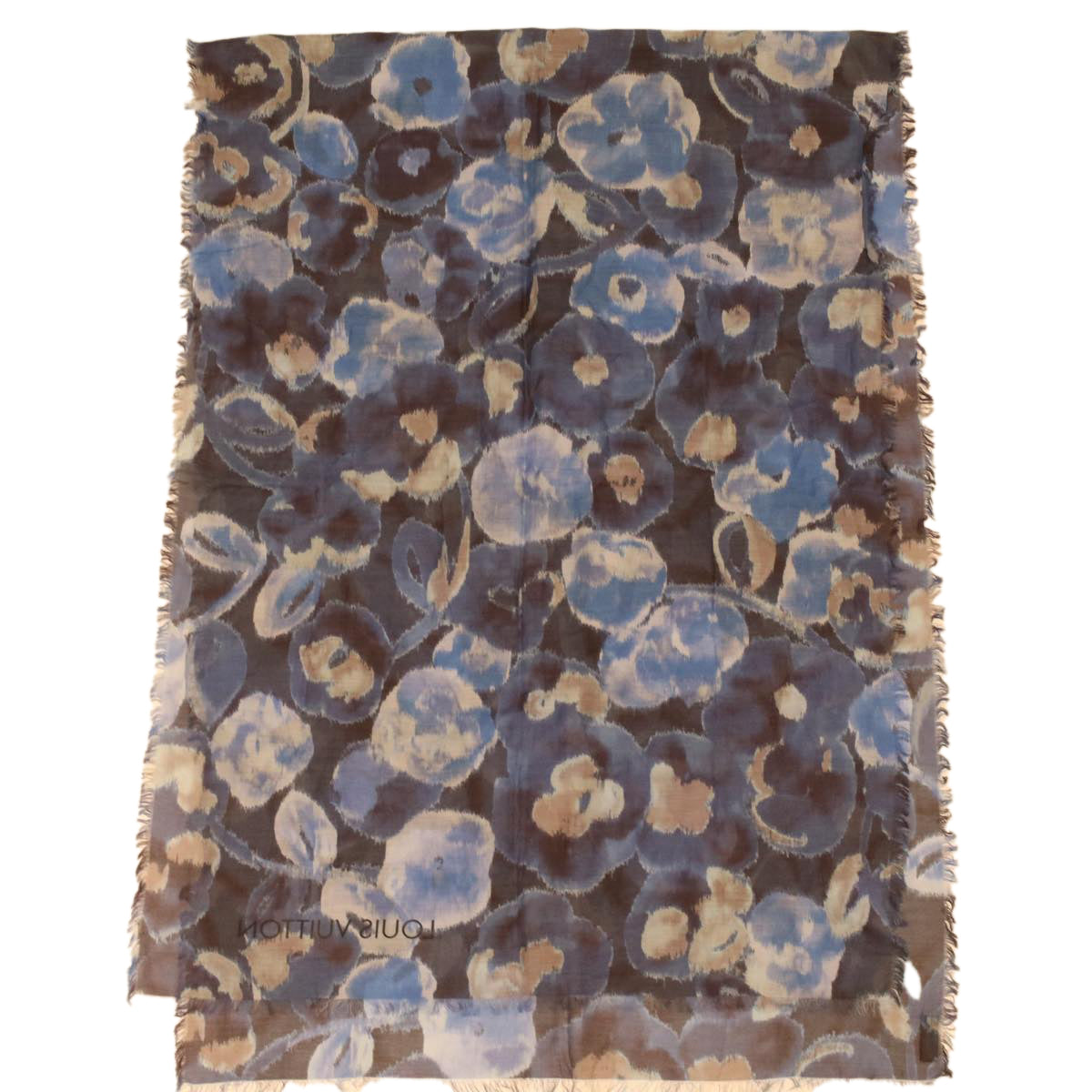 LOUIS VUITTON Stole silk cotton Blue LV 34068