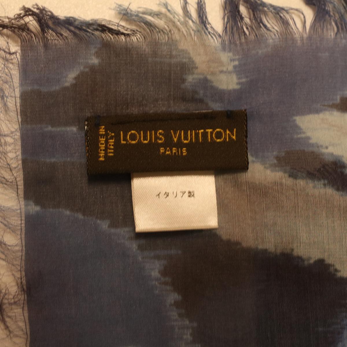 LOUIS VUITTON Stole silk cotton Blue LV 34068