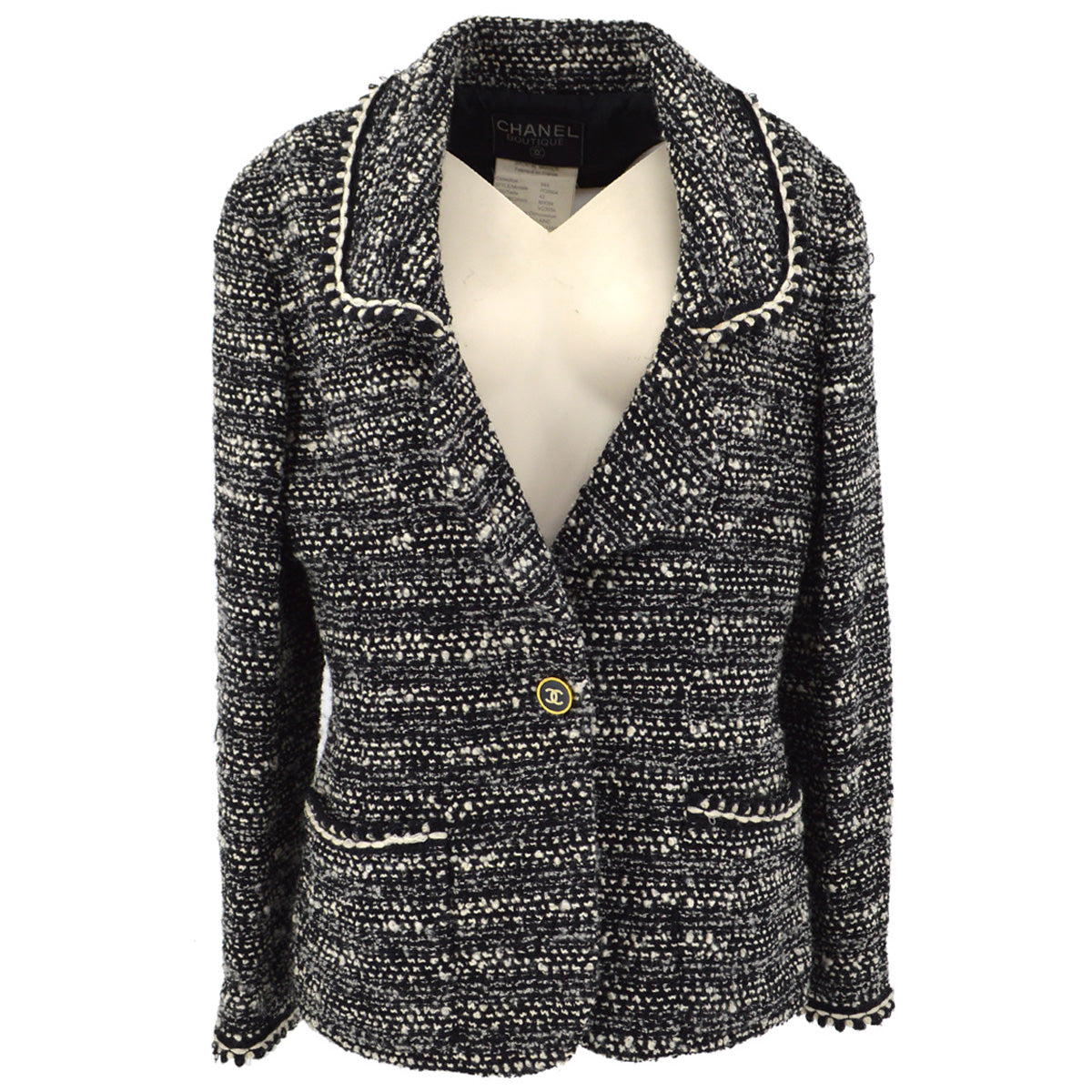 Luxury Chanel Fall 1994 boucle single-breasted jacket #42
