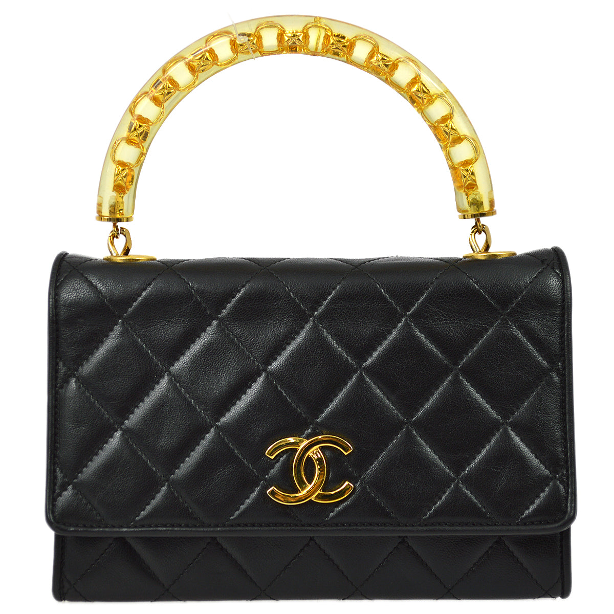 Luxury Chanel 1989-1991 Black Lambskin Handbag