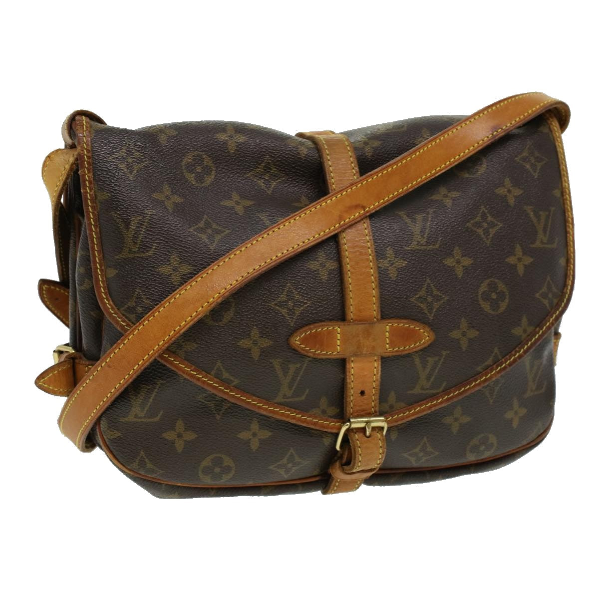 LOUIS VUITTON Monogram Saumur 35 Shoulder Bag M42254 LV 34310