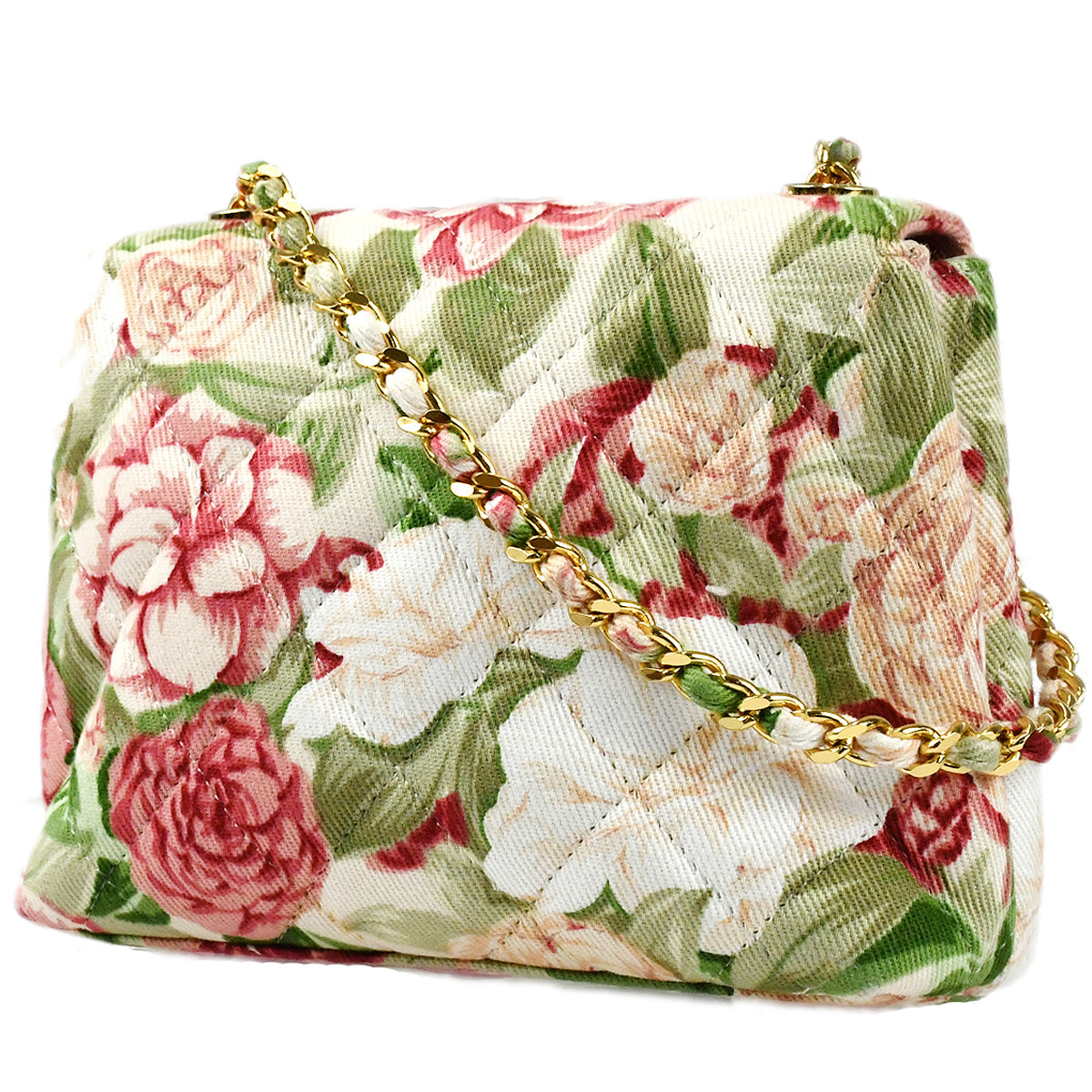 Luxury Chanel 1997-1999 Camellia Printed Chain Shoulder Bag