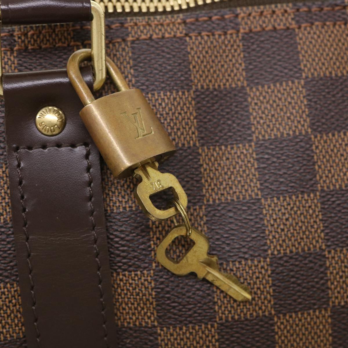 LOUIS VUITTON Damier Ebene Keepall Bandouliere 55 Boston Bag N41414 34557