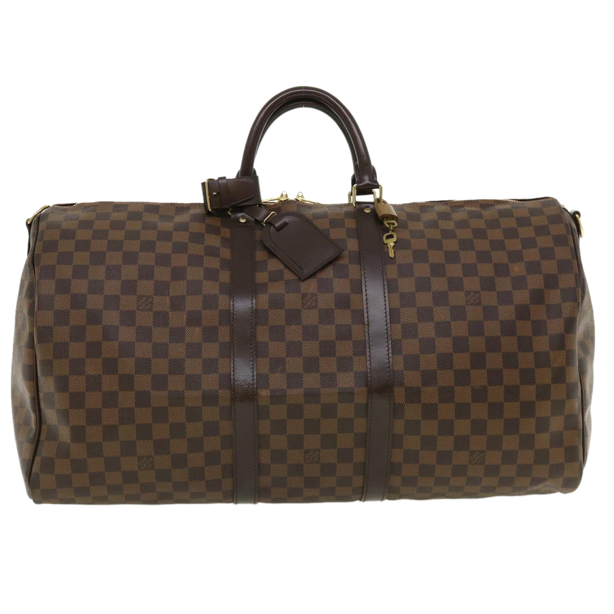LOUIS VUITTON Damier Ebene Keepall Bandouliere 55 Boston Bag N41414 34557