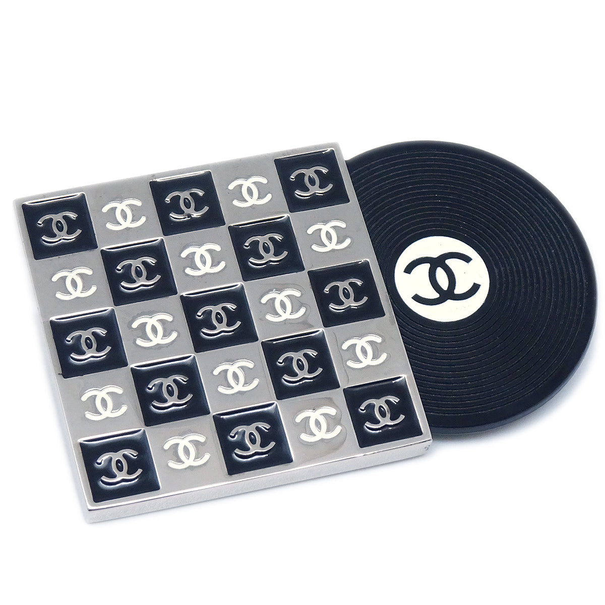 Luxury Chanel Record Brooch Pin Silver 04P