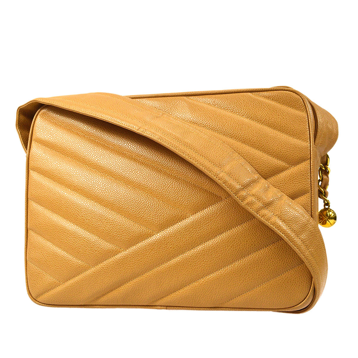 Luxury Chanel 1994-1996 Diagonal Pocket Camera Bag Jumbo Beige Caviar