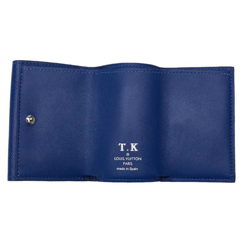 Louis Vuitton Monogram Taiga Dialovery Three Fed Wallet Compact Wallet M67620 Cobalt Blue PVC Leather Men LOUIS VUITTON