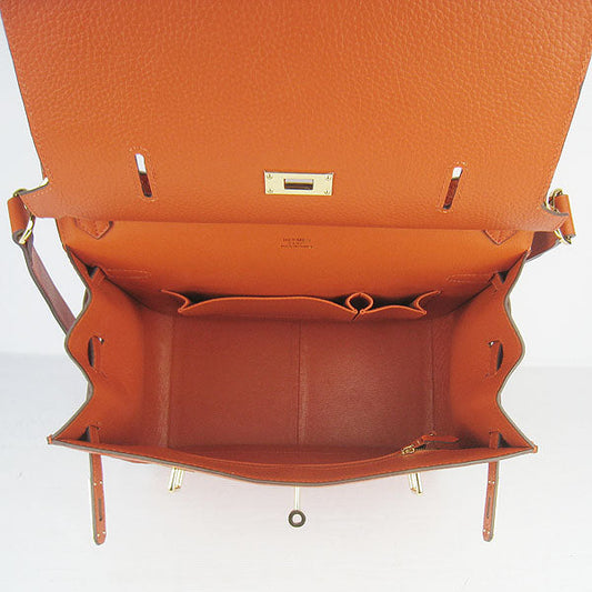 Luxury Hermes Leather Shoulder bag H6508 orange golden