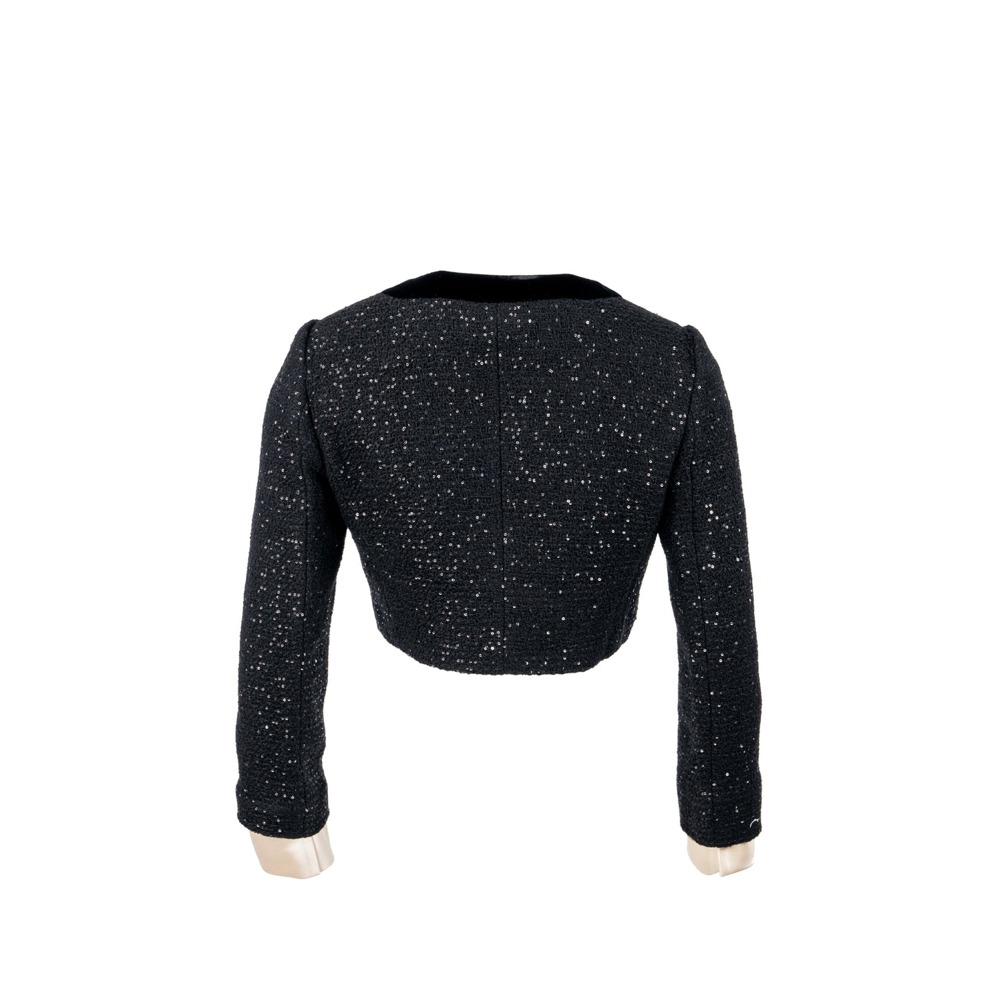 Miu miu size 36 tweed jacket sequin/ virgin wool black