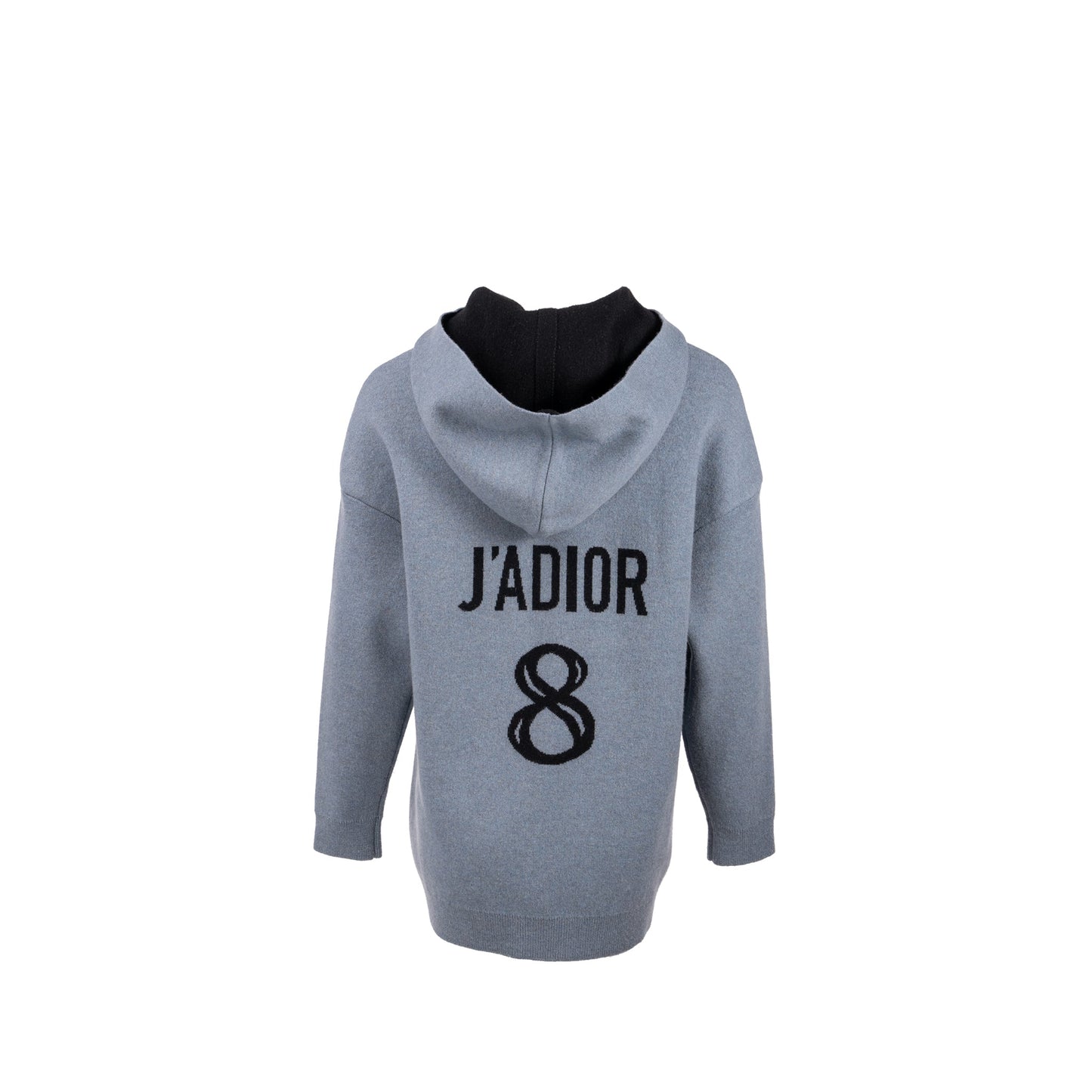 Luxury Dior Size 36 J'aLuxury Dior 8' Hooded Sweater with Rear Signature Cashmere Blue Grey/Black