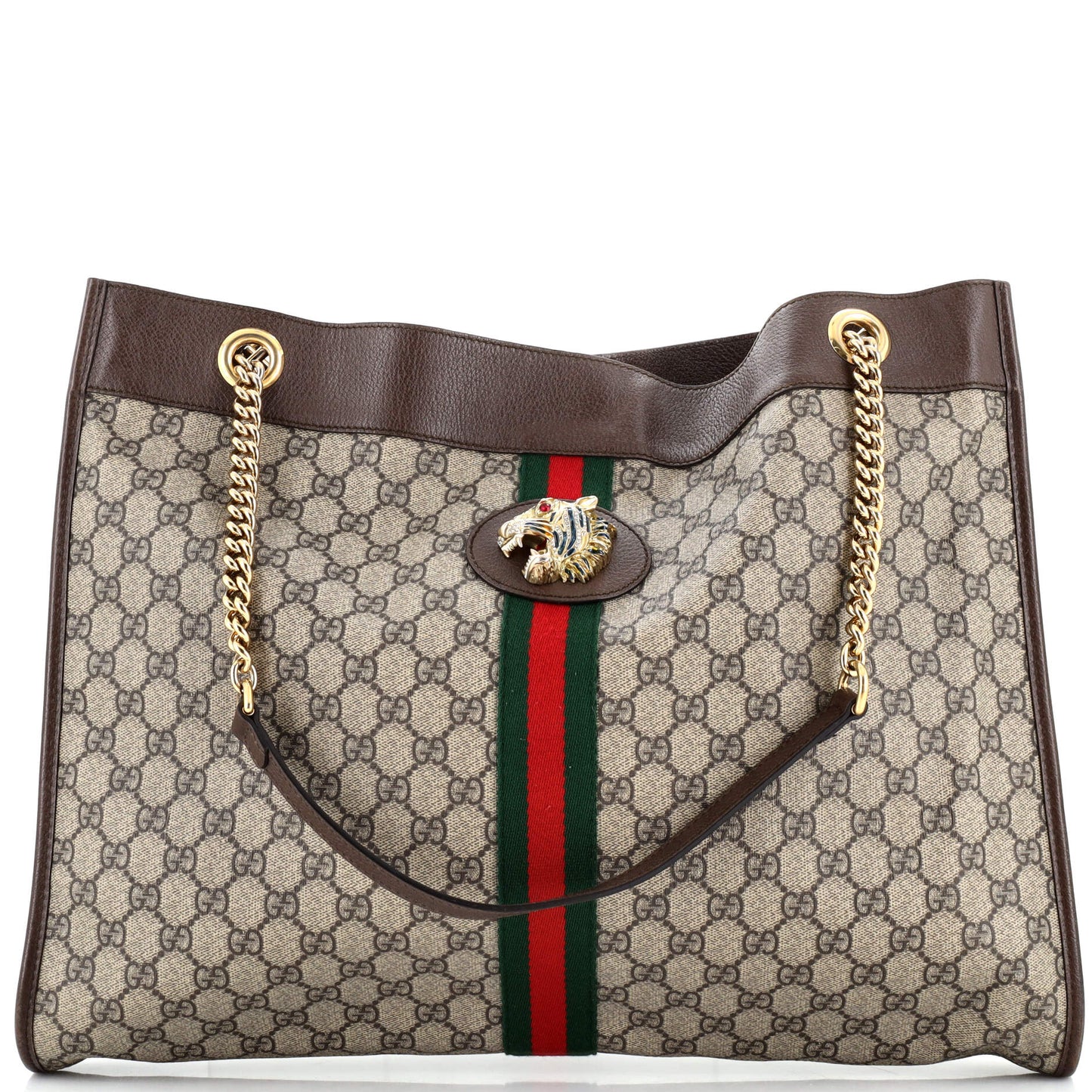 Luxury Gucci Trending 2025 Rajah Chain Tote GG Coated Canvas Large