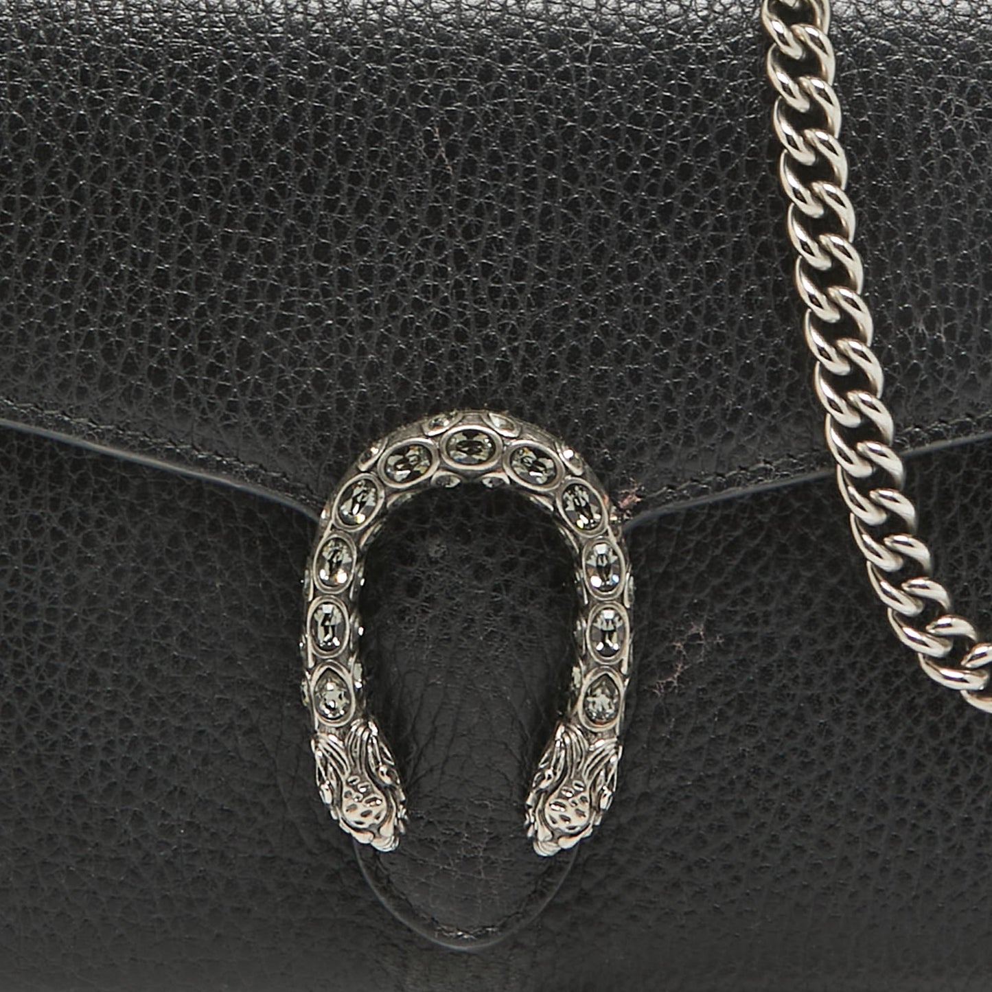 Gucci Black Leather Mini Dionysus Wallet On Chain..