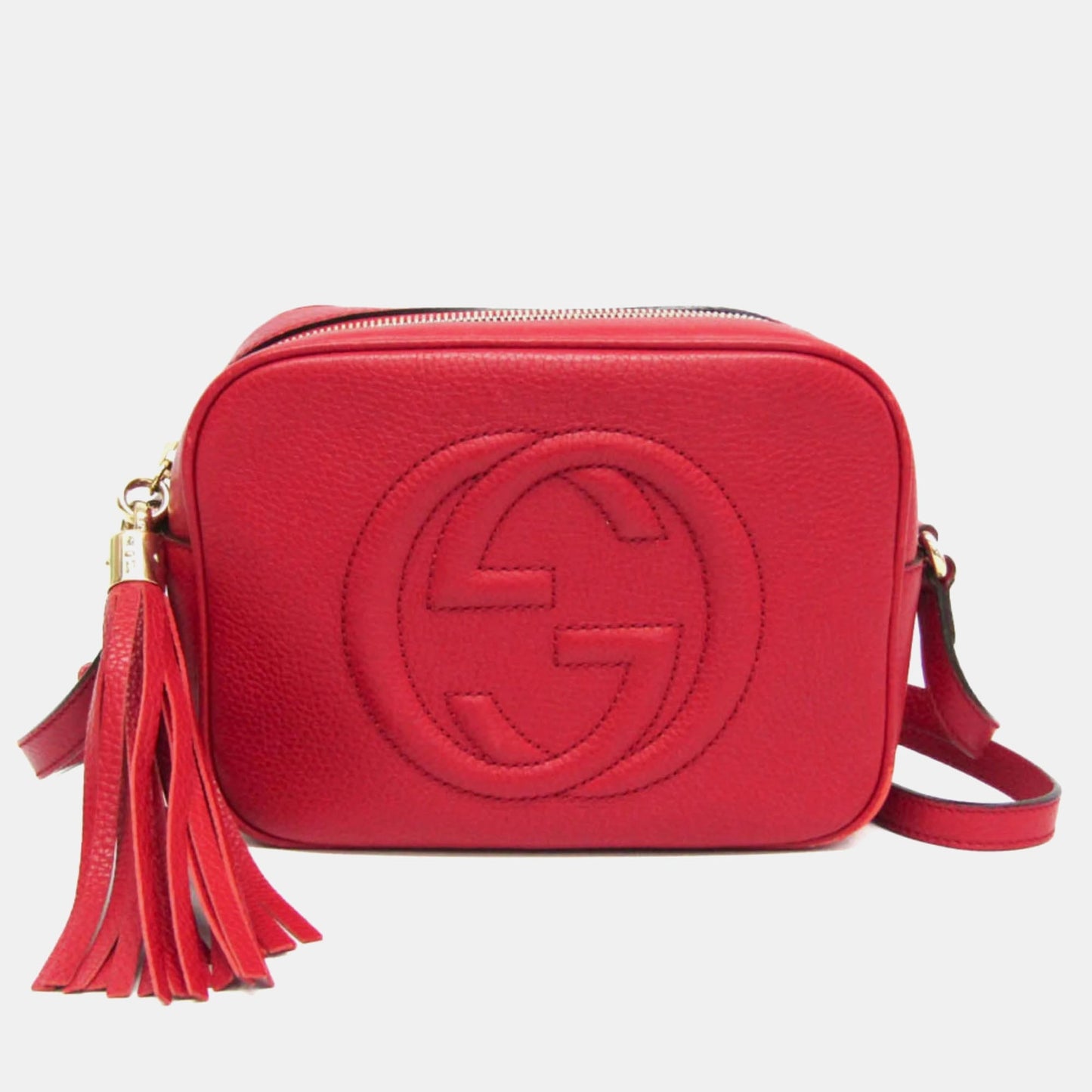 Luxury Gucci Trending 2025 Red Leather Soho Disco Shoulder Bag