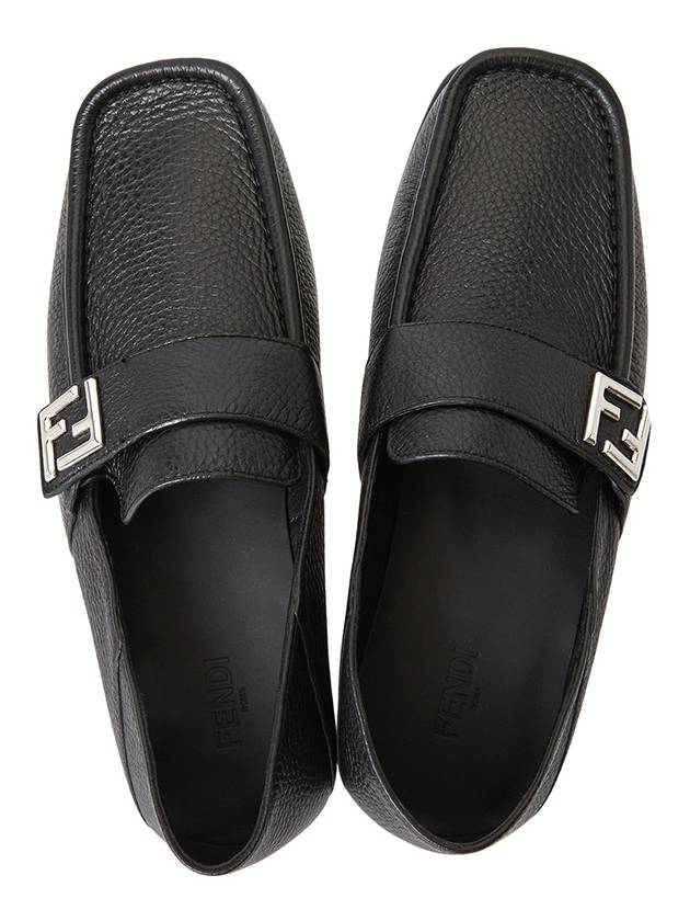 Luxury Fendi FF Square Leather Loafers Black