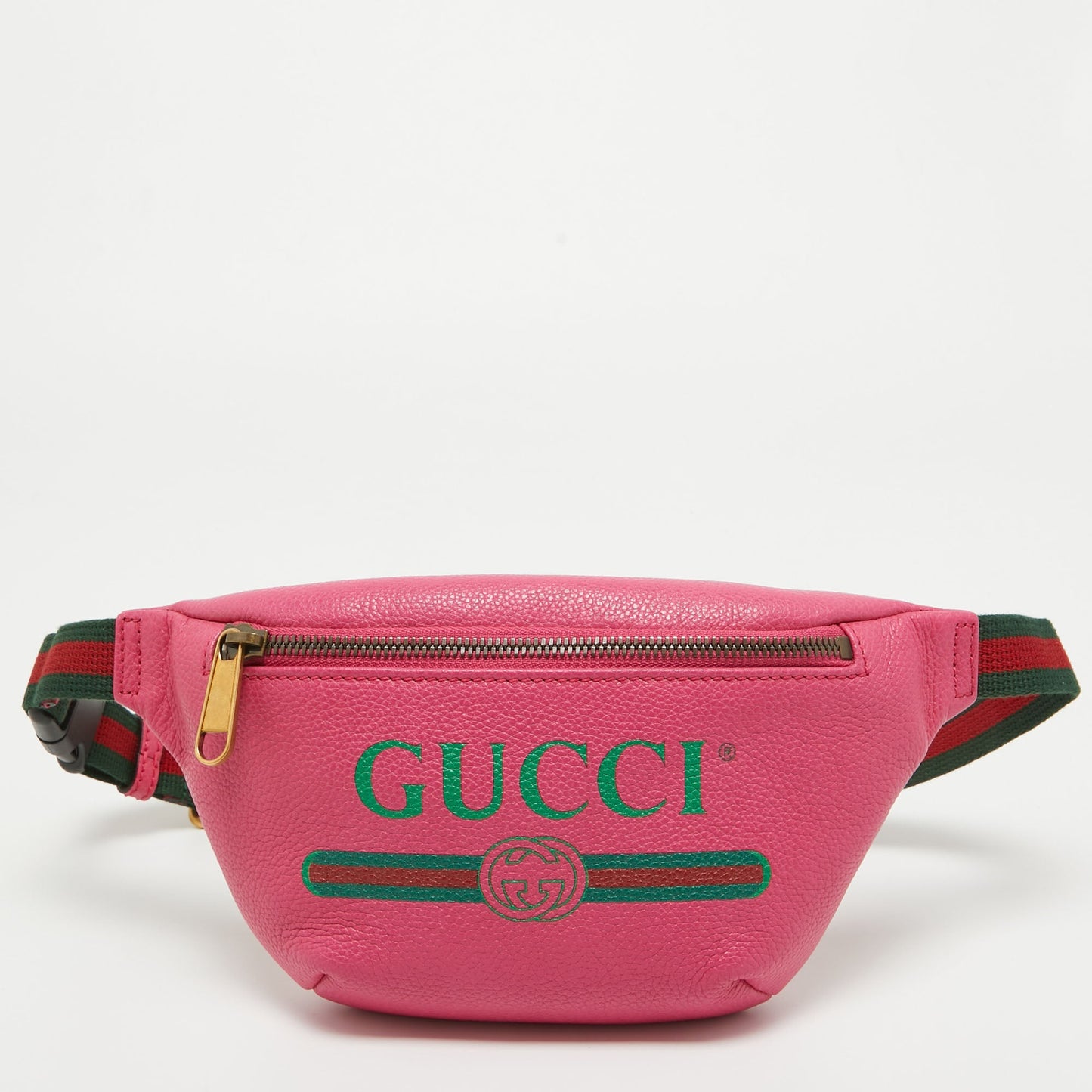 Luxury Gucci Trending 2025 Pink Leather Logo Web Belt Bag